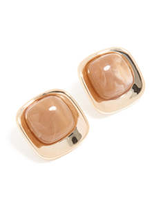 Brown Acrylic Square Stud Earrings