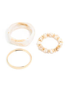 Neutrals: Gold & White Acrylic Bangles 3-Pack