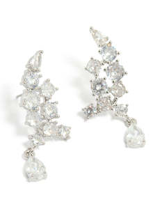 Cubic Zirconia Earrings: Silver Cubic Zirconia Drop Earrings