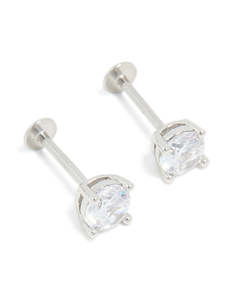 Cubic Zirconia Earrings: Surgical Steel 5mm Cubic Zirconia Flat Back Studs