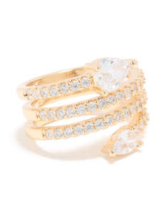 Cubic Zirconia: Gold Cubic Zirconia Wrapped Arrow Ring