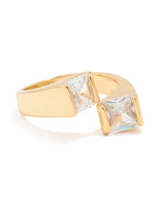 Gold Plated Cubic Zirconia Square Ring