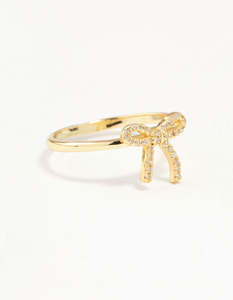 Gold Plated Sterling Silver Cubic Zirconia Bow Ring