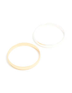 Bangles: Mixed Metal Thick Classic Bangles 2-Pack