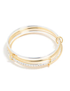 Mixed Metal Plated Diamante Rondell Linked Bangle