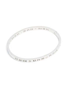 Waterproof Stainless Steel Diamante Roman Numeral Hinge Bangle