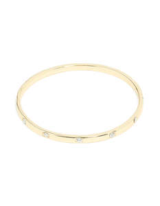 Bangles: Gold Plated Cubic Zirconia Inlay Round Bangle