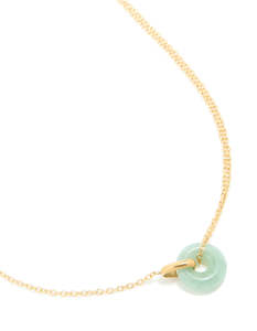 Waterproof Gold Plated Stainless Steel Green Acrylic Doughnut Necklace