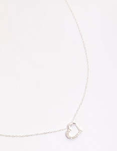 Sterling Silver Cubic Zirconia Pave Heart Necklace