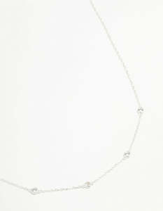 Sterling Silver Circle Cubic Zirconia Chain Necklace