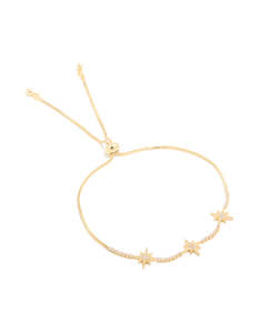 Gold Plated Cubic Zirconia Stars Toggle Bracelet