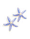 Gold Dark Blue Enamel Large Starfish Earrings
