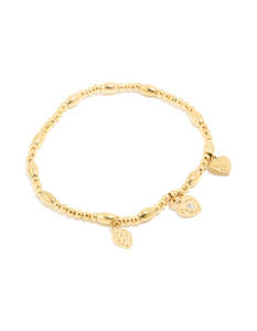 Waterproof Gold Plated Stainless Steel Triple Heart Stretch Bracelet