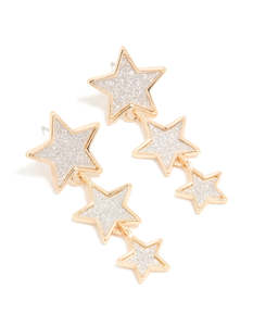 Star Earrings: Gold Glitter Paper Stars Drop Earrings