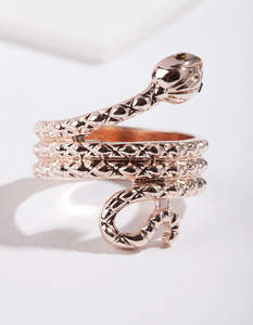 Rose Gold: Rose Gold Etched Snake Ring