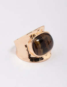 Bands: Gold Statement Stone Band Ring
