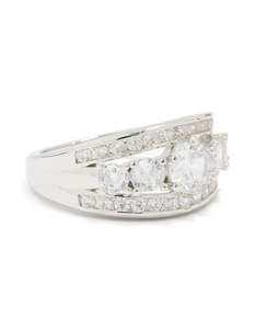Bands: Silver Cubic Zirconia Cluster Band Ring