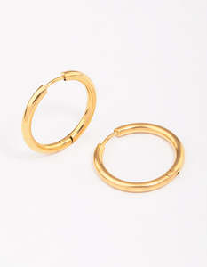 Gold Plated Surgical Steel Polished Hoop Earrings 18mm