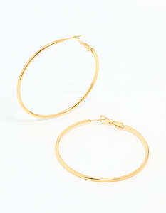 Gold Plated Surgical Steel Hoop Earrings 50 MM