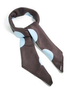 Bandanas Hair Scarves: Chocolate Brown Large Pale Blue Polka Dot Fabric Scarf