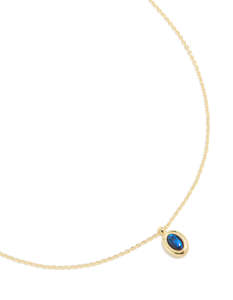 Gold Necklaces: Gold Plated Brass Sapphire Cubic Zirconia September Birthstone Necklace
