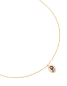 Gold Plated Brass Amethyst Cubic Zirconia February Birthstone Necklace