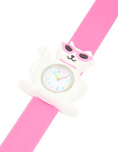 White: Kids Pink Cool Cat Slap Watch