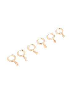Rose Gold Fashion: Gold Diamante Celestial Small Huggie Earrings 3-Pack