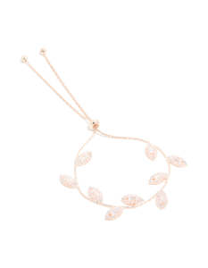Rose Gold Fashion: Rose Gold Cubic Zirconia Multi Leaf Toggle Bracelet