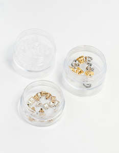 Earring Backings: Gold & Silver 3 Tubs Bullet Backs
