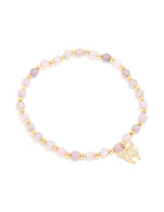 Waterproof Gold Plated Stainless Steel Amethyst Semi Precious Stone Butterfly St&hellip;
