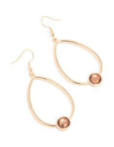 Neutrals: Gold Brown Pear & Round Drop Earrings