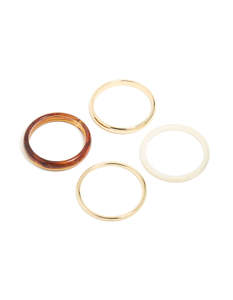 Neutrals: Gold, Cream & Brown Acrylic Bangles 4-Pack