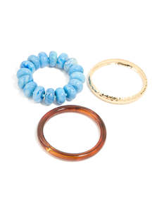 Neutrals: Gold Brown & Blue Resin Bangles 3-Pack
