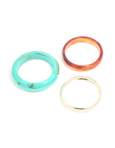 Neutrals: Aqua Blue Brown Acrylic & Gold Bangles 3-Pack