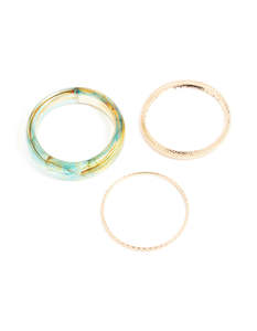 Blue: Gold & Light Blue Marble Bangles 3-Pack