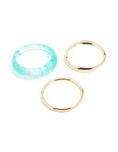 Gold & Blue Translucent Resin Bangles 3-Pack