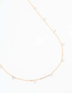 Gold Cubic Zirconia Droplet Waist Chain