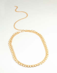Belts: Gold Pearl Mixed Chain Belt