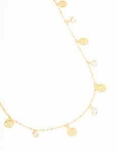 Waterproof Gold Plated Stainless Steel Diamante & Disc Waist Chain