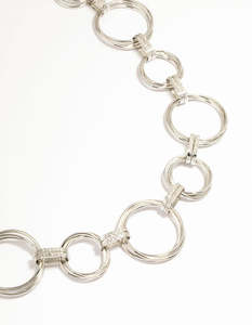 Silver Mixed Circle Link Belt