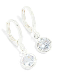 Cubic Zirconia Earrings: Silver Cubic Zirconia Huggie Earrings
