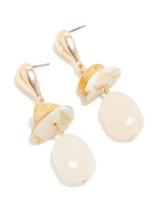 Statement Earrings: Gold Organic Beaded Drop Earrings
