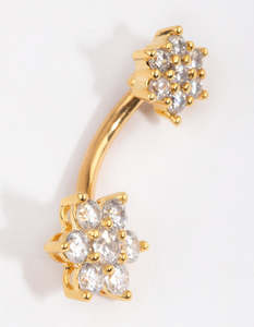 Belly Button Piercings: Gold Plated Titanium Flower Belly Bar