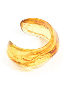 Brown Acrylic Marbled Orb Bangle