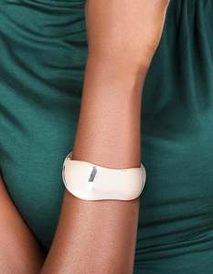 Bangles: Silver Plated Chunky Hinged Molten Bangle