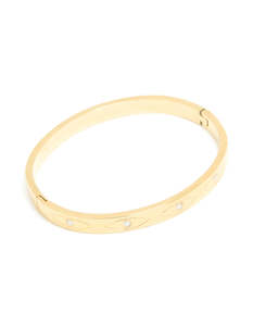 Waterproof Gold Plated Stainless Steel Evil Eye Cubic Zirconia Bangle