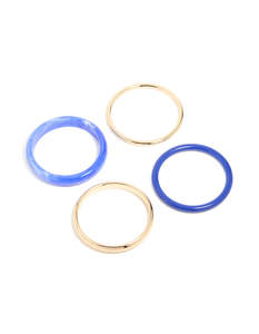 Bangles: Gold & Dark Blue Bangles 4-Pack