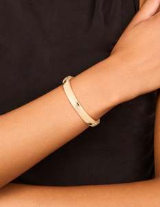 Bangles: Mixed Metal Plated Half Flat Hinged Bangle