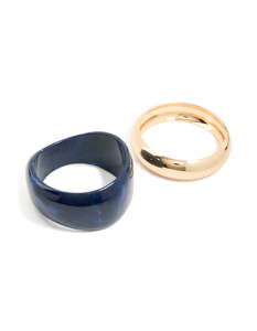 Bangles: Dark Acrylic & Gold Bangles 2-Pack